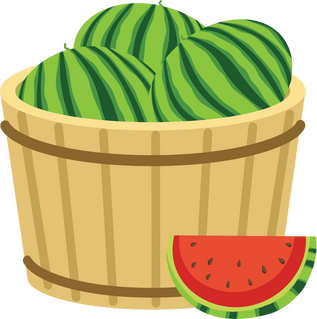 Wooden Basket with Watermelons Illustration